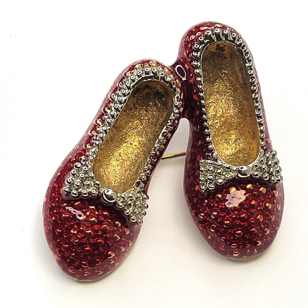 Red Shoes Brooch Pin with Crystals